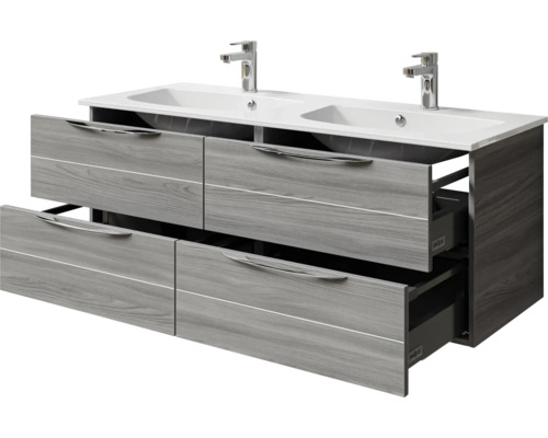 Waschtischunterschrank mit zwei Waschbecken und vier Schubladen