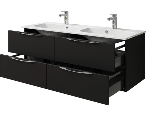 Waschtischunterschrank mit zwei Waschbecken und Schubladen