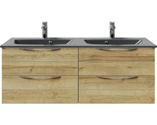 Waschtischunterschrank mit zwei Waschbecken und vier Schubladen