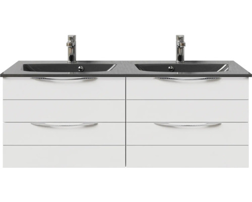 Meuble-lavabo double avec meuble sous-vasque et quatre tiroirs