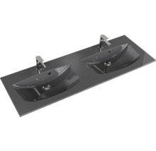 Plan de toilette avec deux vasques à poser et robinetteries