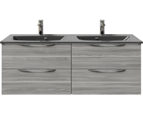 Waschtischunterschrank mit zwei Waschbecken und vier Schubladen