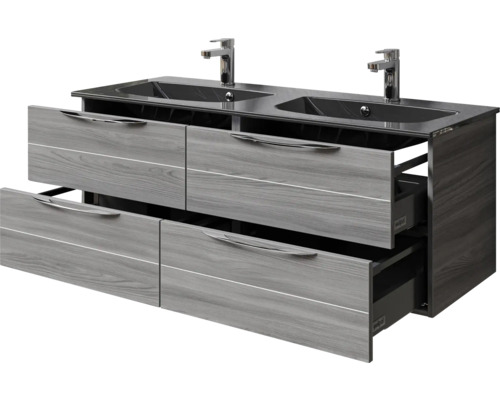 Doppelwaschtischunterschrank mit zwei Waschbecken und Schubladen