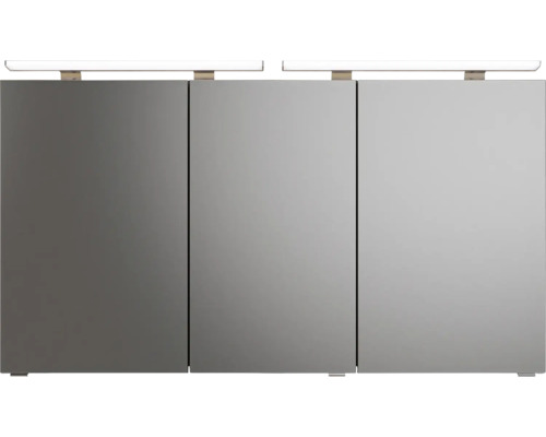 Armoire de toilette avec trois portes et éclairage intégré pour la salle de bain