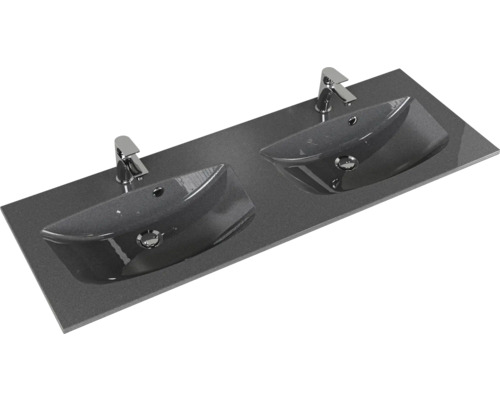 Double vasque avec deux lavabos et robinetterie