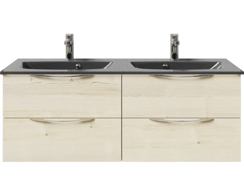 Waschtischunterschrank mit zwei Waschbecken und vier Schubladen