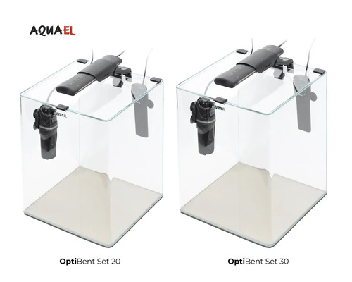 Zwei Aquael OptiBent Aquarien-Sets mit Filter und Beleuchtung