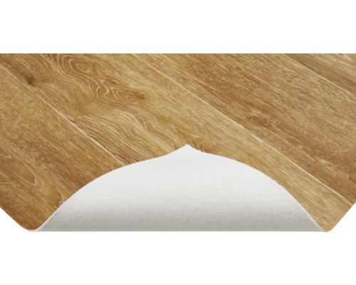 Vinylboden in Holzoptik mit weisser Unterseite für Trittschalldämmung