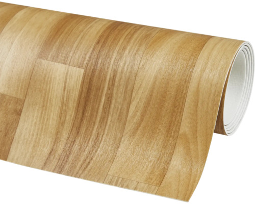 Gerollter Vinylboden mit Holzoptik.