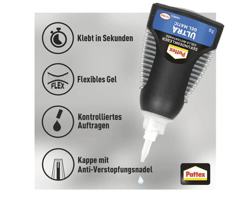 Pattex Ultra Gel Matic Sekundenkleber 3 Gramm Flasche mit Produkteigenschaften