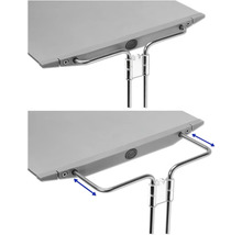 Vue détaillée d''un piètement de table réglable en hauteur avec tubes extensibles