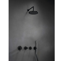 Système de douche avec pomme de tête, douchette à main et robinetterie pour montage mural