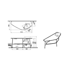 Schéma technique d''un meuble-lavabo avec dimensions