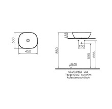 Dessin d''un lavabo à poser avec dimensions