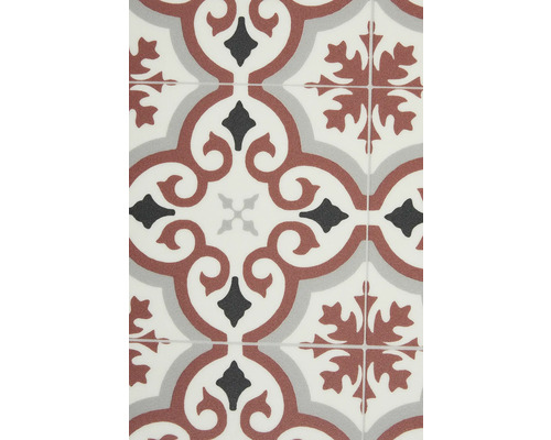 Fliesenmuster mit floralen und geometrischen Elementen