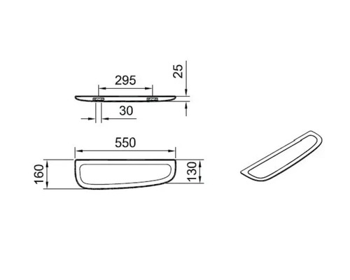 Schéma technique d''une tablette avec indication des dimensions.