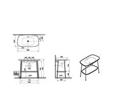 Dessin technique d''un lavabo avec dimensions