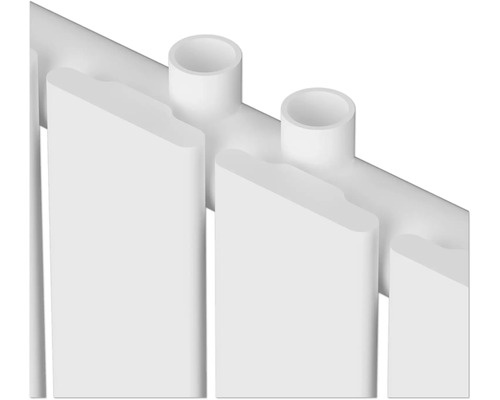 Detailansicht eines Heizkörpers mit vertikalen Heizkörperrohren.