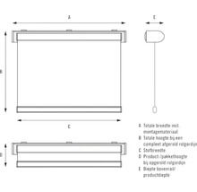 Schéma technique d''un store enrouleur avec dimensions