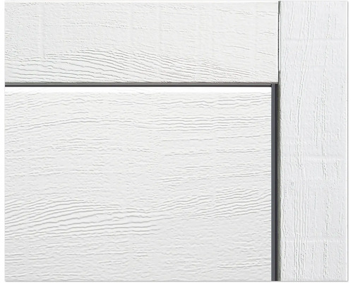 Detailansicht einer weißen Tür mit Holzstruktur