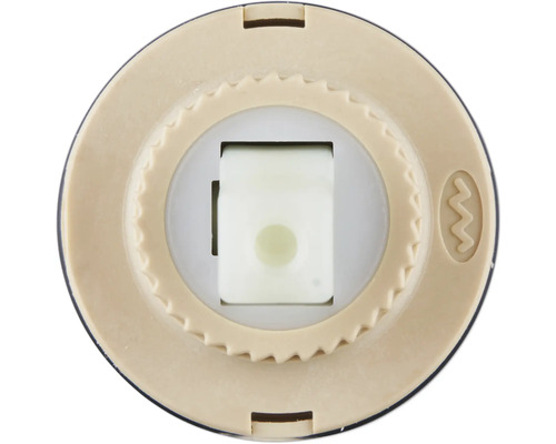 Detailansicht eines Sanitärprodukts mit Kunststoffgehäuse und integriertem Einsatz