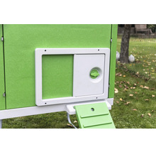 Gros plan d''un poulailler avec porte et rampe