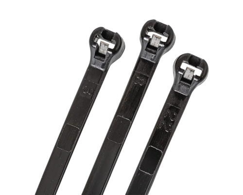 Drei schwarze Kabelbinder