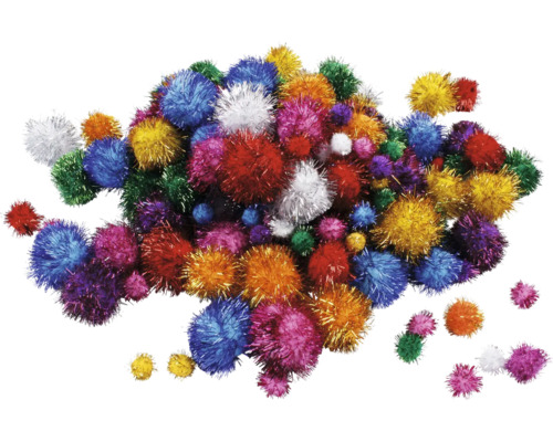 Verschiedenfarbige Pompons für Bastelarbeiten