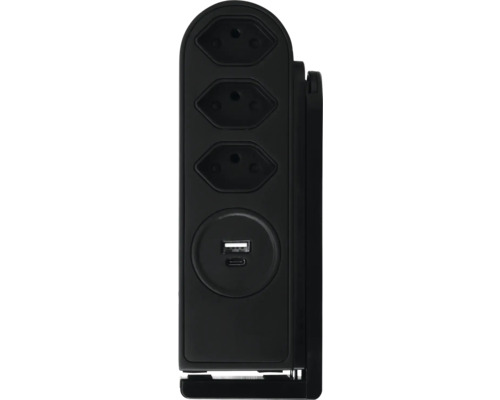 Bloc multiprise avec trois prises et deux ports USB