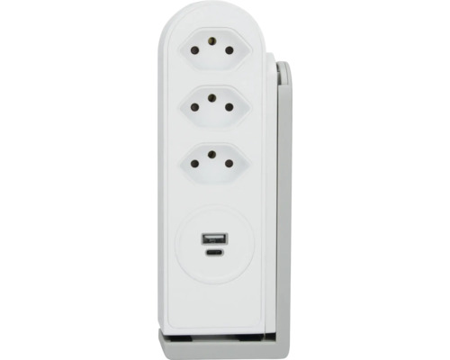 Bloc multiprise avec trois prises et ports USB