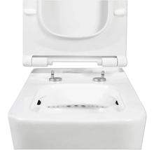 Weisse Toilette mit offenem Deckel für das Badezimmer