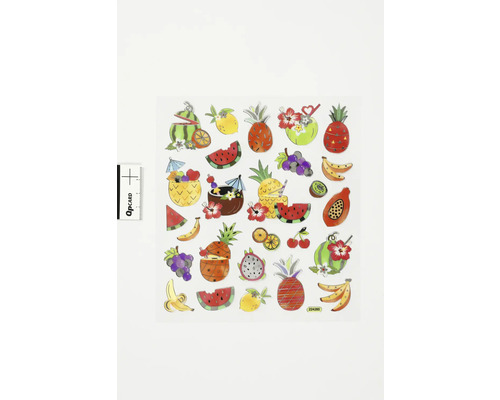 Aufkleberbogen mit verschiedenen Fruchtmotiven