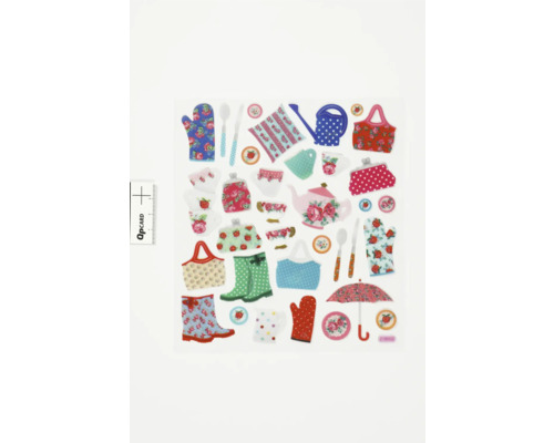 Aufkleberbogen mit Garten- und Küchenmotiven