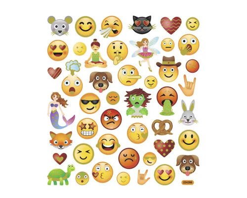 Aufkleberbogen mit verschiedenen Emoji Motiven