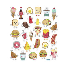 Aufkleber mit verschiedenen lustigen Fast-Food-Motiven.