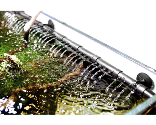 Aquarium avec un diffuseur d''oxygène pulvérisant de l''eau pour améliorer la circulation de l''oxygène