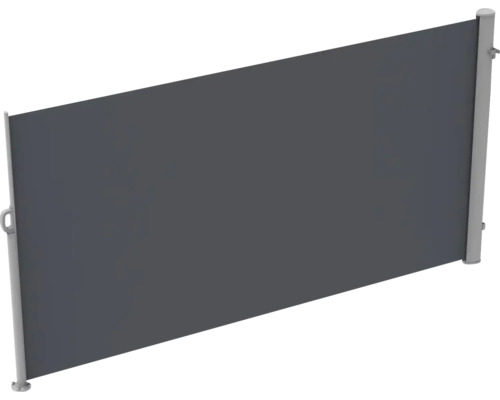 Store latéral déployé avec poteaux en aluminium et tissu