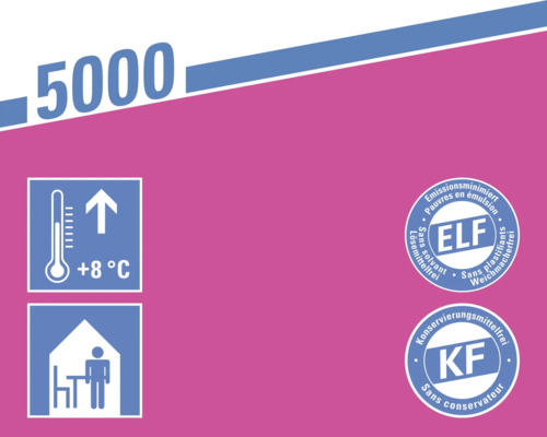 Consigne de stockage : Le produit doit être conservé à plus de 8 degrés Celsius. Convient pour une utilisation à l''intérieur. Label ELF : À faibles émissions, sans solvant, sans plastifiant. Label KF : Sans conservateur.