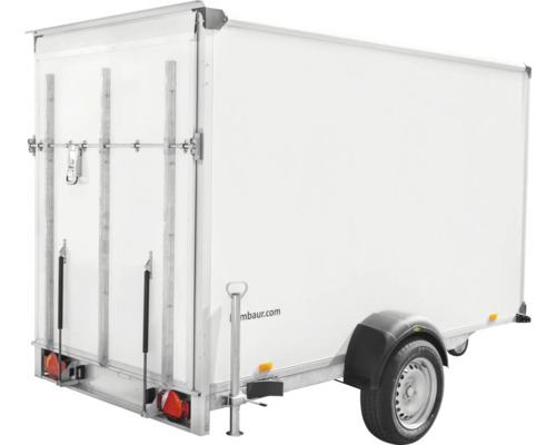 Kofferanhänger mit einer Achse und Heckansicht