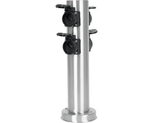 Stele mit zwei Steckdosen für den Aussenbereich