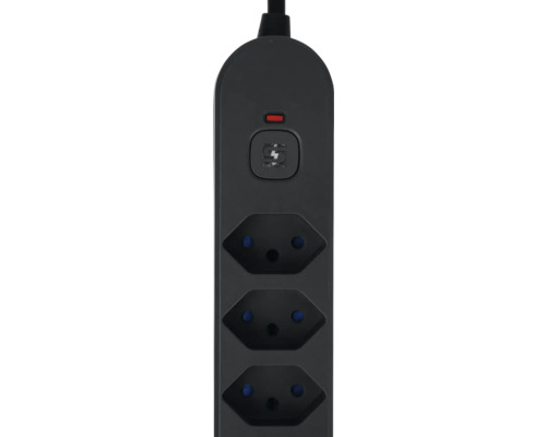 Bloc multiprise avec trois prises et protection contre les surtensions