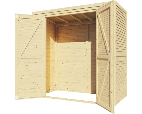 Abri de jardin en bois ouvert pour outils