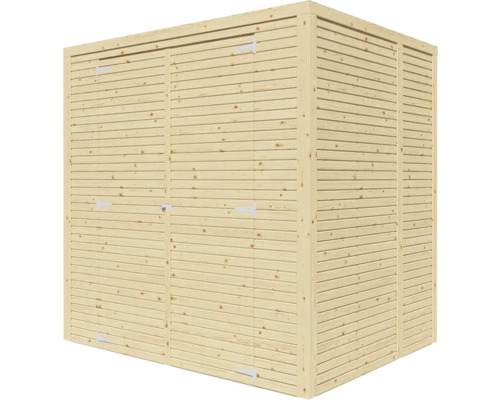 Abri de jardin en bois avec aspect lamellé et double porte
