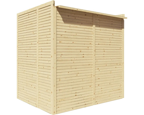 Abri de jardin en bois avec bardage horizontal.
