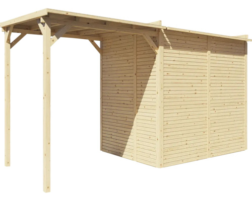 Abri en bois avec toit et parois latérales