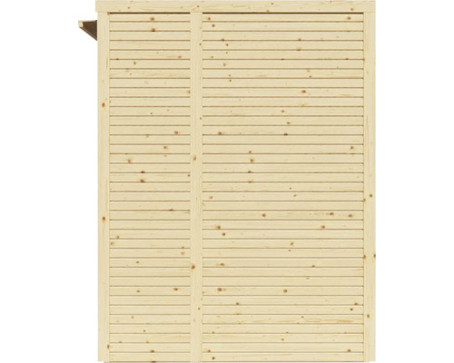 Mur en bois constitué de planches horizontales pour abri de jardin