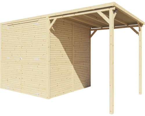 Garage en bois avec carport attenant