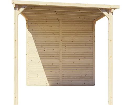 Abri en bois avec toit et paroi arrière