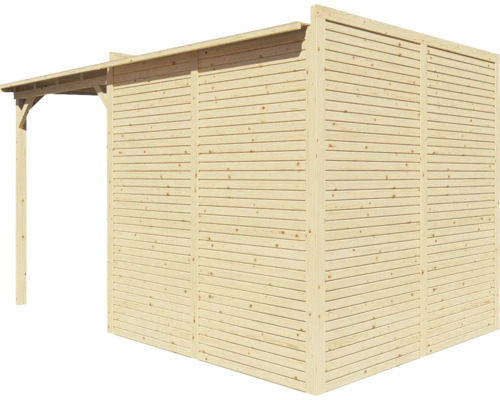 Pavillon en bois avec murs à lattes