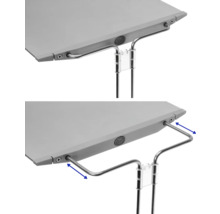 Detailansicht eines verstellbaren Schreibtisches, der die Höhenverstellung zeigt